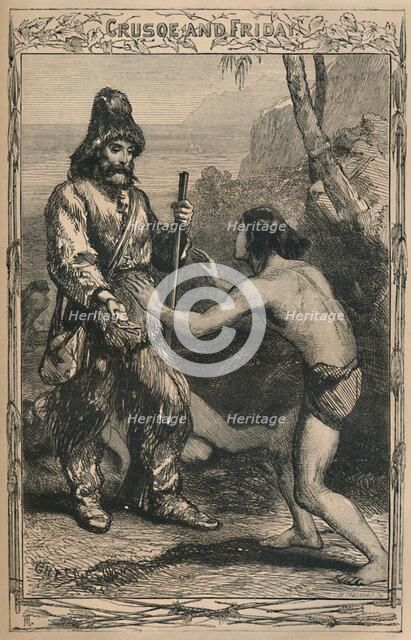 'Crusoe and Friday', c1870. Artist: Unknown.