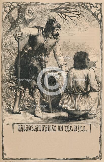 'Crusoe and Friday On The Hill', c1870. Artist: Unknown.