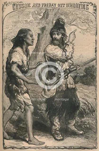 'Crusoe and Friday Out Shooting', c1870. Artist: Unknown.