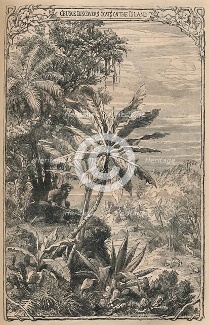 'Crusoe Discovers Goats on the Island', c1870. Artist: Unknown.
