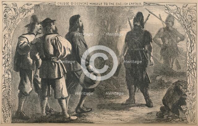 'Crusoe Discovers Himself To The English Captain', c1870. Artist: Unknown.