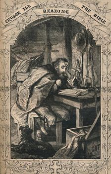 Crusoe Ill Reading The Bible c1870