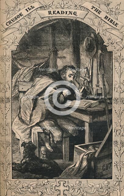 'Crusoe Ill Reading The Bible', c1870. Artist: Unknown.
