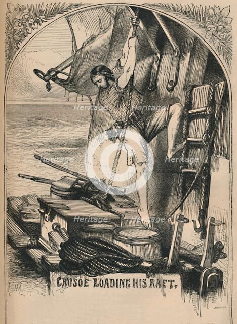 'Crusoe Loading His Raft', c1870. Artist: Unknown.