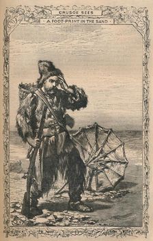 Crusoe Sees a Foot-Print in the Sand c1870