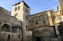 Crusader façade, Basilica of the Holy Sepulchre, Jerusalem, Israel, 2014. Creator: LTL