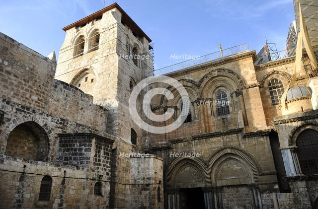 Crusader façade, Basilica of the Holy Sepulchre, Jerusalem, Israel, 2014.  Creator: LTL.