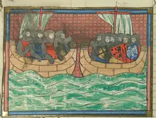 Crusader Fleet (From "Li rommans de Godefroy de Buillon et de Salehadin"), 1337. Creator: Maître de Fauvel (active 1314-1340)