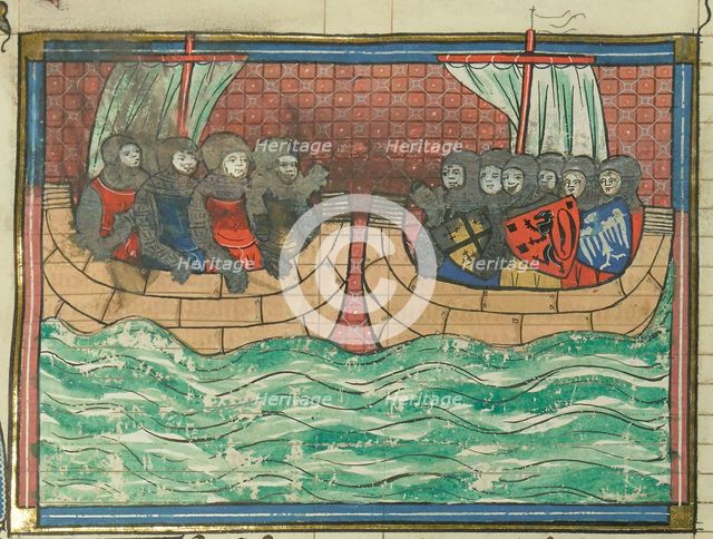 Crusader Fleet (From "Li rommans de Godefroy de Buillon et de Salehadin"), 1337. Creator: Maître de Fauvel (active 1314-1340).
