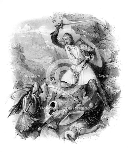 Crusader in battle, (19th century). Artist: Unknown