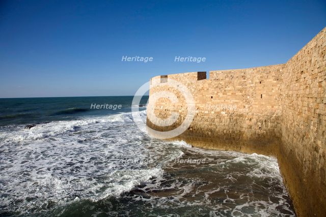 Crusader Walls (Al-Jazzar Walls), Acre, Israel. Creator: Samuel Magal.