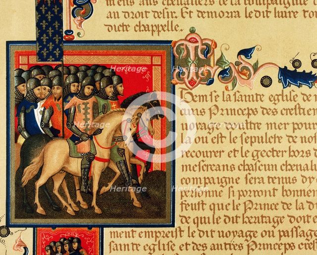 Crusaders departing towards the Holy Land, Order of the Holy Spirit, 15th century (19th century). Creator: Unknown.