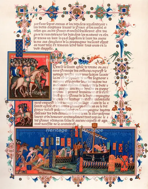 Crusaders embarking for the Holy Land, 15th century. Artist: Unknown