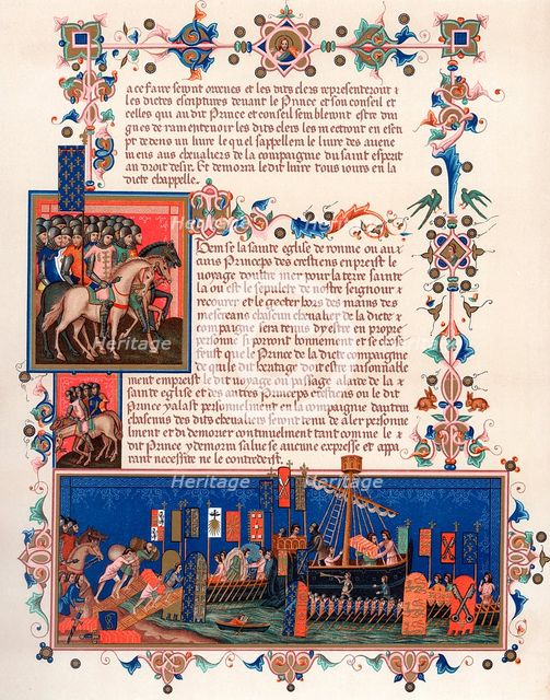 Crusaders embarking for the Holy Land, 15th century. Artist: Unknown