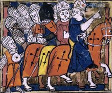 Crusaders in mail armour go to war, early 14th century. Creator: Unknown