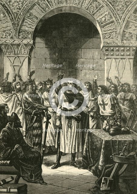 'Crusaders Proclaiming Godfrey of Bouillon King of Jerusalem', 1890.   Creator: Unknown.