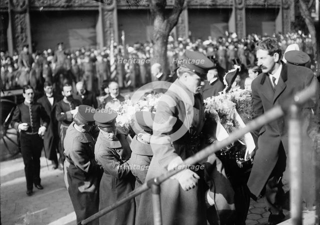 Cruz, Senor Don Anibal, Ambassador For Chile - His Funeral At St. Patrick's Church. Casket, 1910. Creator: Harris & Ewing.