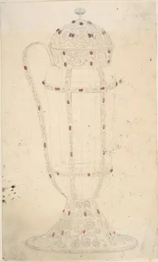 Crystal Vessel with Ornamented Metal Lid, Foot, Handle and Mounts, second half 19th century. Creator: Anon