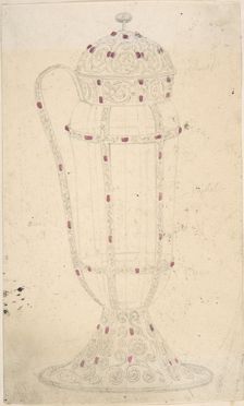 Crystal Vessel with Ornamented Metal Lid, Foot, Handle and Mounts, second half 19th century. Creator: Anon