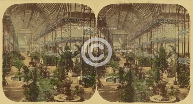 Crystal Palace; General View of The Nave, looking towards the South, taken from the Gallery, 1850s Creator: London Stereoscopic & Photographic Co.
