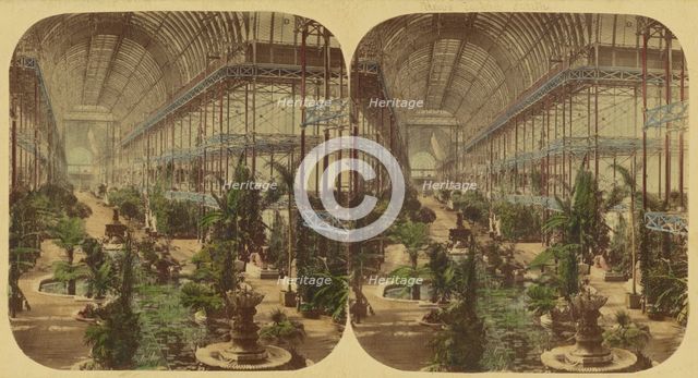 Crystal Palace; General View of The Nave, looking towards the South, taken from the Gallery, 1850s Creator: London Stereoscopic & Photographic Co.