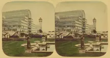 Crystal Palace - Exterior of the Palace, from the Grand Terraces, 1850s. Creator: London Stereoscopic & Photographic Co