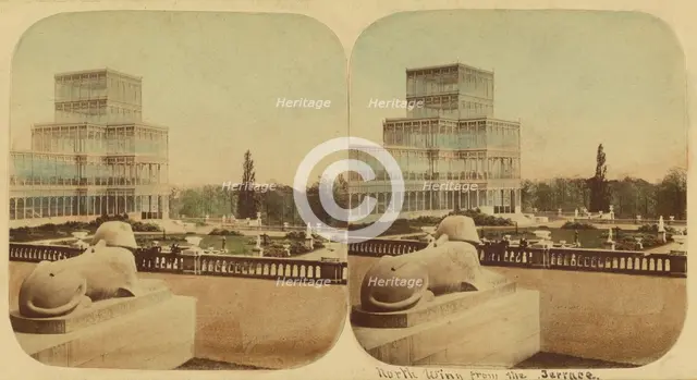 Crystal Palace - The North Wing From The Terrace, 1850s. Creator: London Stereoscopic & Photographic Co.