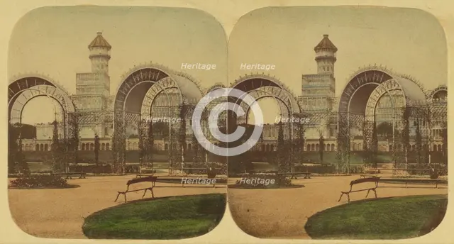 Crystal Palace - The Palace, from the Rosary, 1850s. Creator: London Stereoscopic & Photographic Co.