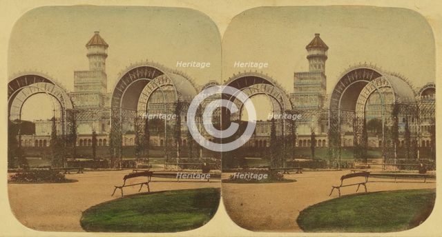 Crystal Palace - The Palace, from the Rosary, 1850s. Creator: London Stereoscopic & Photographic Co.
