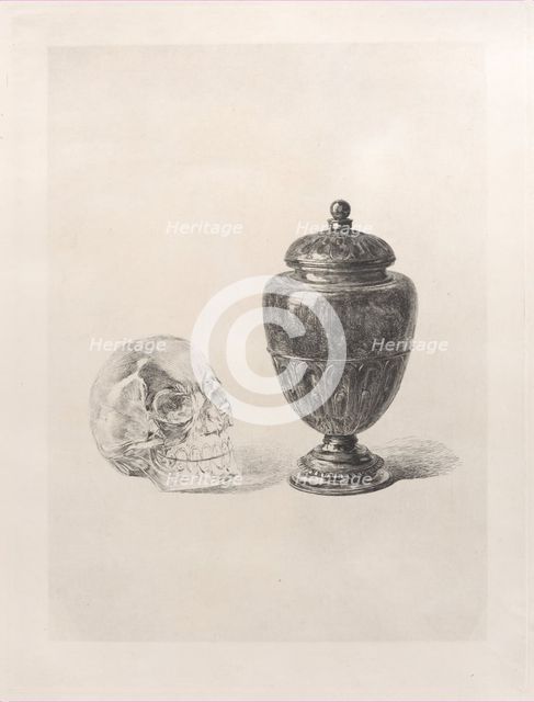 Crystal Skull and Jade Vase, 1868. Creator: Jules-Ferdinand Jacquemart.