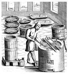 Crystallization of saltpetre (nitre, potassium nitrate, or KN03), 1683. Creator: Unknown
