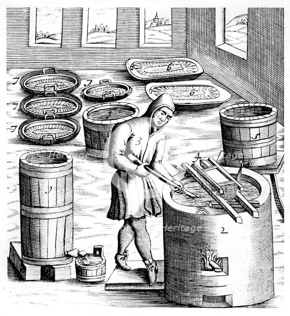 Crystallization of saltpetre (nitre, potassium nitrate, or KN03), 1683. Creator: Unknown.