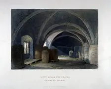 Crypt filled with barrrels under the chapel at Lambeth Palace, London, 1851. Artist: John Wykeham Archer