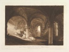 Crypt of Kirkstall Abbey (Liber Studiorum, part VIII, plate 39), February 11, 1812. Creator: JMW Turner
