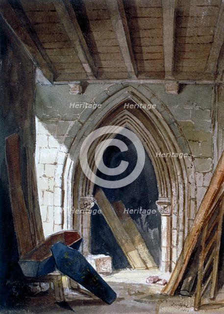 Crypt of St Anne, Blackfriars,  City of London, 1854.          Artist: Percy William Justyne