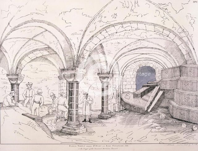 Crypt of St Mary-le-Bow, c1819. Artist: Frederick Nash