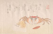 Crab, Baked Rice-Ball and Seed of Persimmon, 19th century. Creator: Kubo Shunman