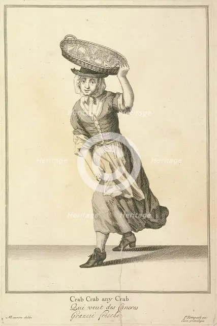 'Crab Crab any Crab', Cries of London, (c1688?). Artist: Pierce Tempest