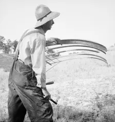 Cradling wheat near Christianburg, Virginia, 1936. Creator: Dorothea Lange