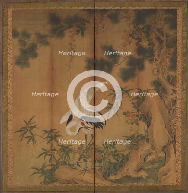 Crane and Pine, late 19th century. Creator: Chen Zhaofeng.