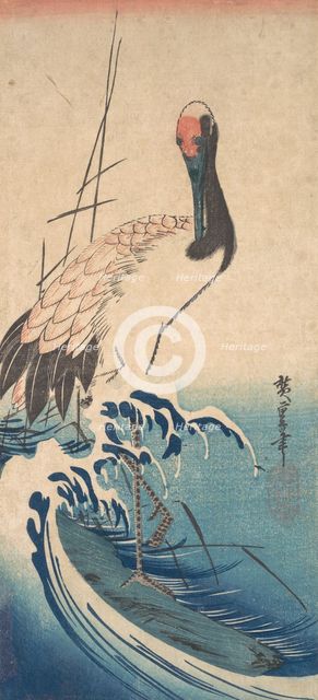 Crane and Surf, ca. 1833., ca. 1833. Creator: Ando Hiroshige.