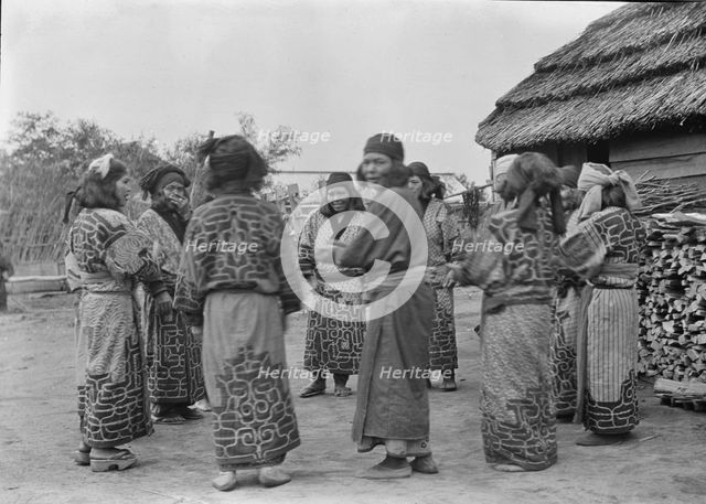 Crane dance of the Ainu women, 1908. Creator: Arnold Genthe.