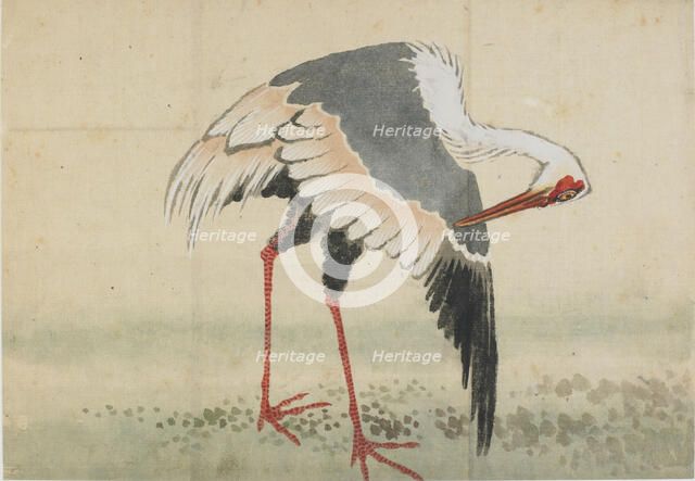 Crane, Edo period, late 18th-early 19th century. Creator: Hokusai.