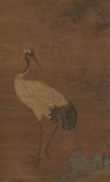 Crane in a bamboo grove, 14th-early 15th century. Creator: Unknown