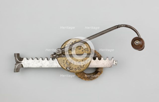 Cranequin (Winder) for a Crossbow, Nuremberg, 1570/80 with a mid-17th century decoration. Creator: Unknown.