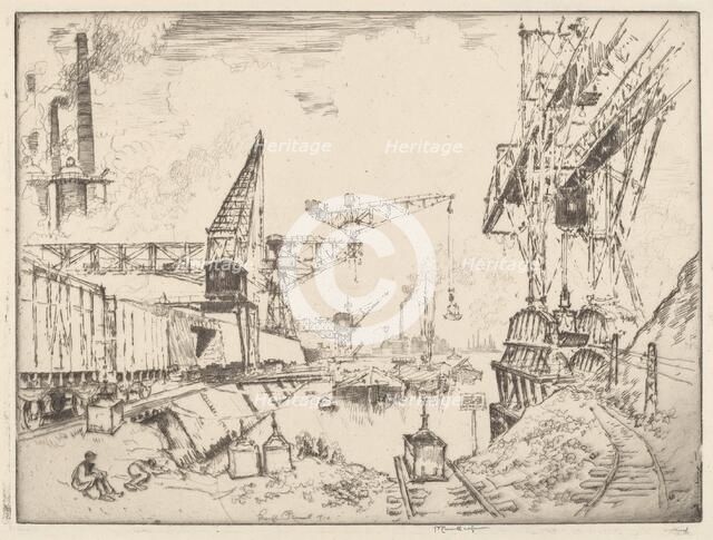 Cranes at Duisburg, 1910. Creator: Joseph Pennell.