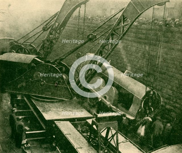 'Cranes At Work After An Accident', 1930. Creator: Unknown.