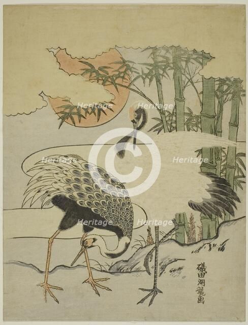 Cranes and Bamboo, c. 1774. Creator: Isoda Koryusai.