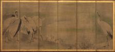Cranes and chrysanthemums, Momoyama or Edo period, 1568-1868. Creator: Sôtatsu