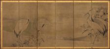 Cranes and chrysanthemums, Momoyama or Edo period, 1568-1868. Creator: Sôtatsu